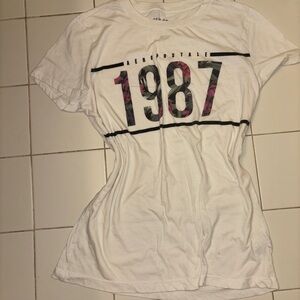 Aeropostale White and Pink Graphic T-Shirt